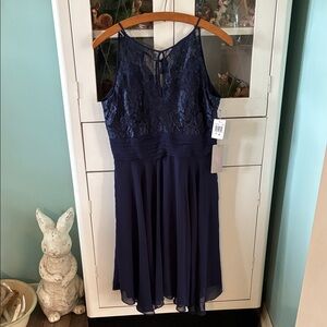 Violets & Roses sz 8 Elegant Navy Lace Chiffon Dress nwt formal bridal evening